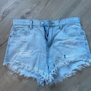 Aeropostale Frayed Light Blue Jean Shorts